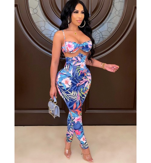 LW Floral Print Skinny Jumpsuit (With Camisole)