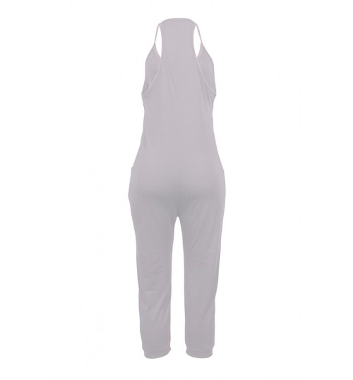 LW Euramerican Dew Shoulder Grey One-piece Jumpsuit