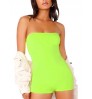 LW BASICS Casual Off The Shoulder Skiiny Green One-piece Romper