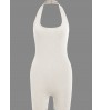 LW BASICS Rib-Knit Skinny Halter Romper