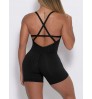 LW Cross Strap Backless Rib Knit Romper