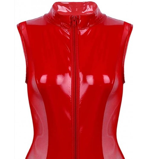 LW SXY Zipper Design Solid Skinny Leather Romper