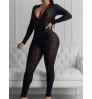 LW SXY Leopard Print See Through Skinny Jumpsuit