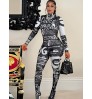 LW Graffiti Letter Print Skinny Jumpsuit