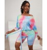 LW Casual Bateau Neck Tie-dye Mutlicolor One-piece Romper
