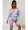 LW Casual Bateau Neck Tie-dye Mutlicolor One-piece Romper