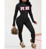 LW Pink Letter Print Jumpsuit