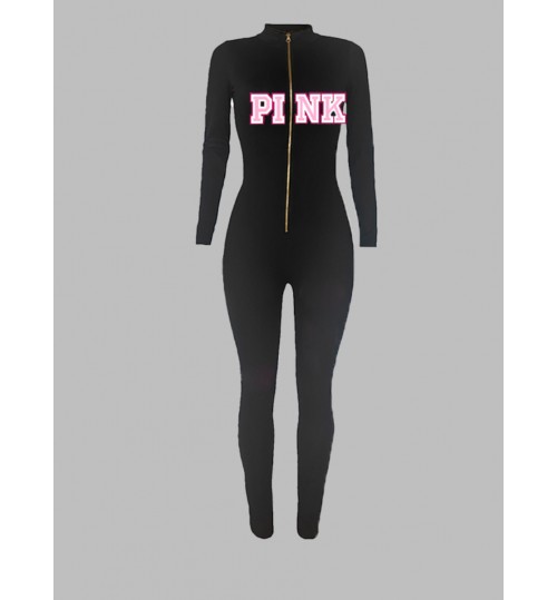 LW Pink Letter Print Jumpsuit