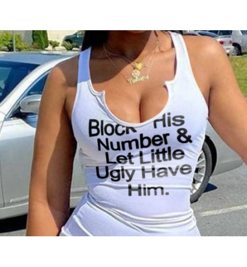 LW Letter Print Bodycon Cami Dress