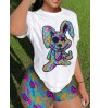 LW Plus Size Bear Cartoon Print Shorts Set