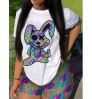 LW Plus Size Bear Cartoon Print Shorts Set
