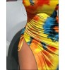 LW Plus Size Tie Dye Drawstring Thigh Slit Dress