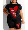 LW Plus Size Lip Print  Shorts Set