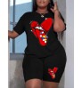 LW Plus Size Lip Print  Shorts Set