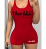 LW Plus Size Letter Print Skinny Cami Romper