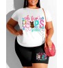 LW Plus Size Cartoon Letter Print Shorts Set