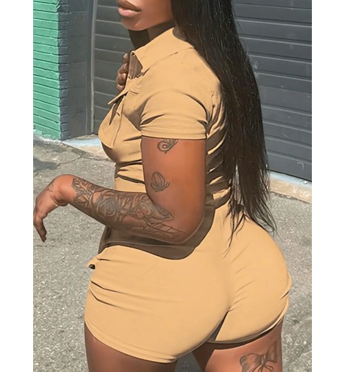 LW Plus Size Zipper Pocket Design Romper