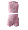 LW Plus Size Zipper Design Tie Dye Shorts Set