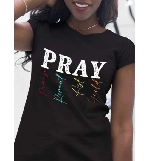 LW Pray Letter Print T-shirt