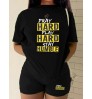 LW Plus Size Stay Humble Letter Print Shorts Set