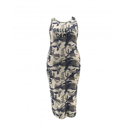 LW Plus Size Camo Letter Print Bodycon Dress