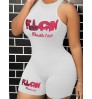 LW Letter Print Cami Skinny Romper