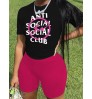 LW Plus Size Social Letter Print Skinny Shorts Set