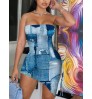 LW Imitation Denim Off The Shoulder Bodycon Dress