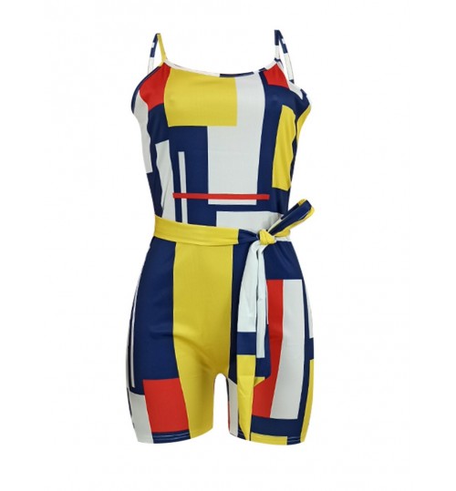 LW Bandage Design Geometric Regular Cotton Blends Romper