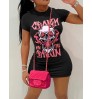 LW Plus Size Skull Head Letter Print Bodycon Dress