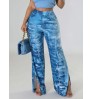 LW High Waist Print Side Split Pants