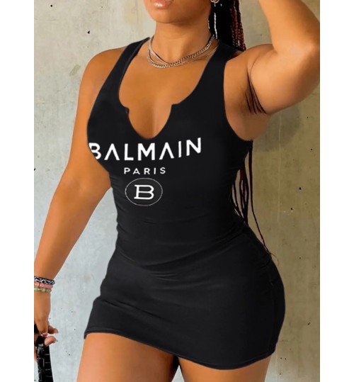 LW Plus Size Letter Print Bodycon Cami Dress