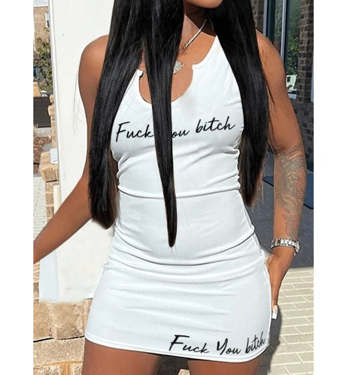 LW Plus Size Letter Print Bodycon Cami Dress