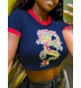 LW Plus Size Dragon Print Crop Top T-shirt