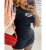 LW Round Neck Letter Decor Bodycon Dress