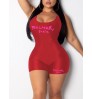 LW Plus Size Letter Print Cami Skinny Romper