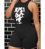 LW Just Do It Letter Print Rib Knit Romper