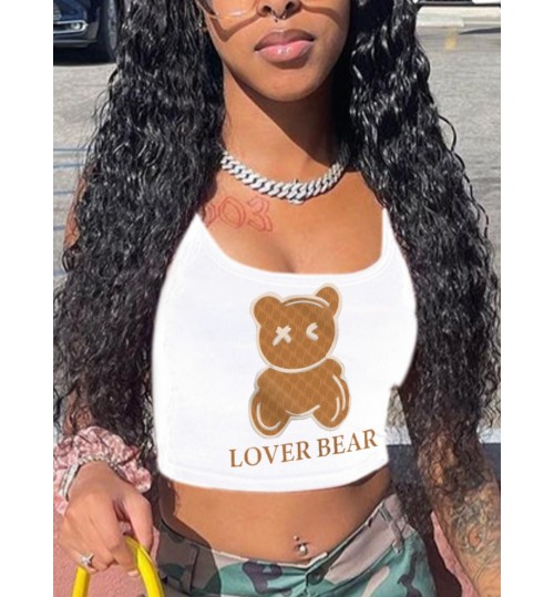 LW Cartoon Lover Bear Print Camisole