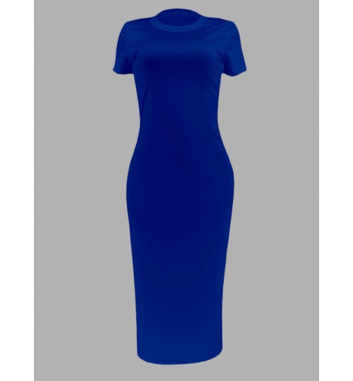 LW BASICS Plus Size Round Neck Bodycon Dress