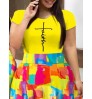 LW Plus Size Faith Letter Print Patchwork A Line Dress
