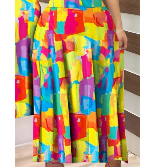 LW Plus Size Faith Letter Print Patchwork A Line Dress