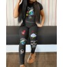 LW Cartoon Loyalty Is Better Than Love Print Pants