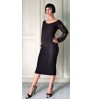 Classy career dress for woman, longuette sheathe dress with elegant sparkle lace insert, perfect for a business or evening event