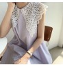 Boutique Wholesale 2022 Korean Chic Summer Niche Retro Hollow Lace Lapel Loose Long Knee-length Sleeveless Dress