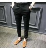 men straight pant button high quality pockets casual business long pants & trousers Slim business formal pants plus size