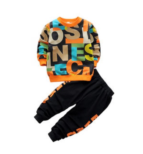 Boys Clothing Spring Tracksuit For Boys Children Clothing Sets Sports Suit Boy Letter Printed Patchwork T-shirt And Pant 2PCS Baby Boy Set