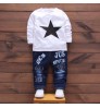 Spring Boy's Clothing Sets Denim Long Sleeve White Top with Star+Denim Coat+Jeans Letter 3 Pcs Pants Set Boys Fall Clothing