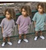 conyson wholesale two piece kids jogger clothes set cotton short sleeve custom boys clothing sets summer kids sweatsuits