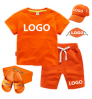 Children Clothing Set Kids Boys Summer Sports Casual Short Sleeve Clothing Sets Solid Color Girls T-shirt Set 2PCS Custom Logo