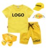 Children Clothing Set Kids Boys Summer Sports Casual Short Sleeve Clothing Sets Solid Color Girls T-shirt Set 2PCS Custom Logo